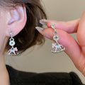 Light Luxury Alloy Rhinestone Enamel Horse Drop Earrings With Silver Needle view 1