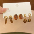 Maillard Vintage Resin Waterdrop Stud Earrings Jewelry Set With Silver Needle Posts view 3