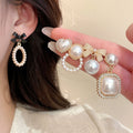 Old Money Floral Faux Pearl Rhinestone Stud Earrings Jewelry Set For Women view 4