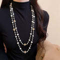 French Rhinestone Cross Faux Pearl Sweater Necklace Vintage Old Money Geometric Pendant For Women view 3