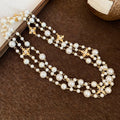 French Rhinestone Cross Faux Pearl Sweater Necklace Vintage Old Money Geometric Pendant For Women view 2