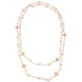 French Rhinestone Cross Faux Pearl Sweater Necklace Vintage Old Money Geometric Pendant For Women view 5