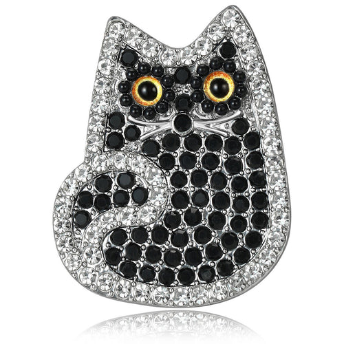 Classic Alloy Rhinestone Cat Brooch Pin For Sweaters And Cardigans