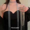 Korean Style Copper Geometric Hollow Crystal Sweater Necklace For Women Light Luxury Choker view 1