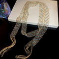 Korean Style Copper Geometric Hollow Crystal Sweater Necklace For Women Light Luxury Choker view 4