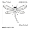 Metal Alloy Rhinestone Dragonfly Brooch Pin For Women's Suit And Coat view 5
