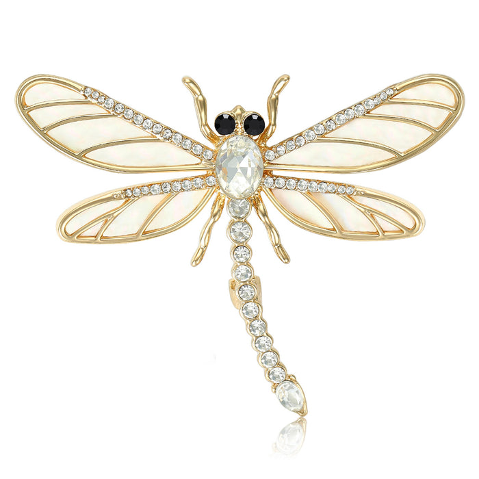 Metal Alloy Rhinestone Dragonfly Brooch Pin For Women's Suit And Coat