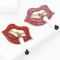 Metal Alloy Enamel Rhinestone Lips Cigarette Brooch For Women's Apparel view 3