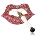 Metal Alloy Enamel Rhinestone Lips Cigarette Brooch For Women's Apparel view 2