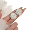 French Vintage Faux Pearl Flower Cluster Beaded Stud Earrings For Women, Light Luxury Geometric Round Jewelry view 5