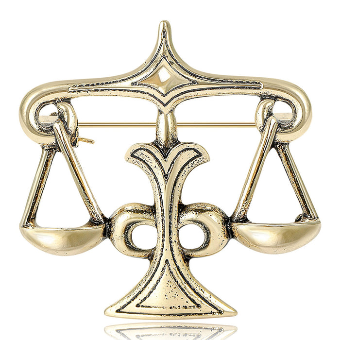 Metal Libra Zodiac Brooch Pin For Party Banquet Gifts
