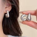 Modern Minimalist Acrylic Round Teardrop Stud Earrings Jewelry Set With Sterling Silver Pins view 4