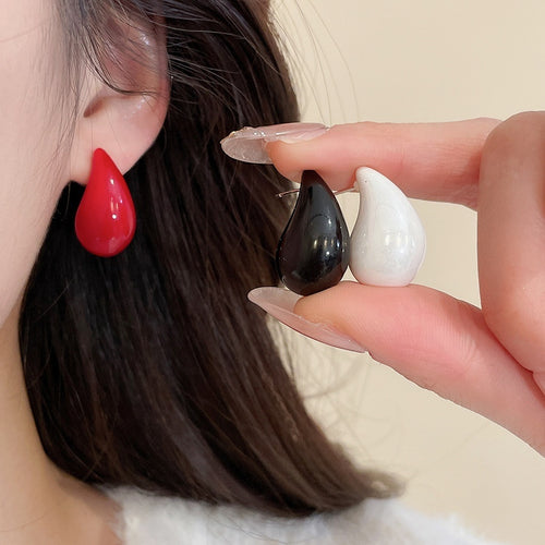 Modern Minimalist Acrylic Round Teardrop Stud Earrings Jewelry Set With Sterling Silver Pins