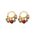 Ethnic Style Agate Beaded Round Zircon Tassel Drop Earrings Geometric Statement Jewelry view 5
