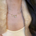 Light Luxury Faux Pearl Beaded Necklace With Zircon Horse Pendant Clavicle Chain view 3