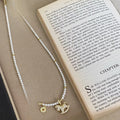 Light Luxury Faux Pearl Beaded Necklace With Zircon Horse Pendant Clavicle Chain view 4