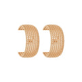 Metal Mesh Lace C-Shaped Hoop Earrings With Silver Needle Geometric Western Style For Women view 5