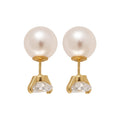 Light Luxury Round Faux Pearl Zircon Stud Earrings With Silver Pin For Women view 5