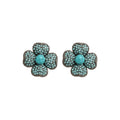 Vintage Alloy Flower Stud Earrings With Silver Pins And Rhinestone Inlay For Women view 5