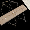 Gold Plated Zircon Faux Pearl Earrings And Necklace Jewelry Set For Women, OL Geometric Luxury Style view 1