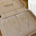 Gold Plated Zircon Faux Pearl Earrings And Necklace Jewelry Set For Women, OL Geometric Luxury Style view 3