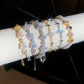 Light Luxury Copper Zircon Flower Star Bangle, Sparkling Fashion Bracelet For Daily Wear view 1