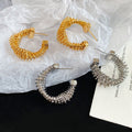 Real Gold Plated Copper Twisted C Shape Stud Earrings With Silver Posts Old Money Style view 4