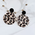 Leopard Print Large Round Disc Statement Stud Earrings view 3