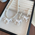 Light Luxury Imitation Pearl Horse Star Necklace Earrings Jewelry Set For Fashion OL view 2
