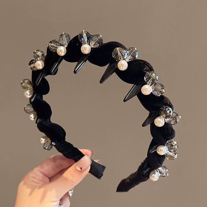 Red Velvet Pearl Headband Fashion High Crown Hair Accessory
