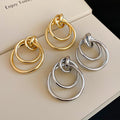 Iron Geometric Round Wrapped Hollow Pendant Drop Earrings, Light Luxury Niche Design Stud Style view 2