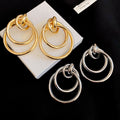 Iron Geometric Round Wrapped Hollow Pendant Drop Earrings, Light Luxury Niche Design Stud Style view 4