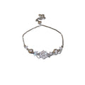 Sparkling Zircon Flower Copper Bangle, Light Luxury Minimalist Daily Fashion Bracelet view 5