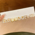 Light Luxury Floral Faux Pearl Jewelry Set With Rhinestone Enamel Stud Earrings For Women view 3