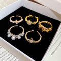 French Style Zirconia Faux Pearl Open Ring Elegant Geometric Round Design For Index Finger view 4