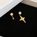 Gold Plated Copper Star Zircon Stud Earrings With Silver Pins Light Luxury Fashion Jewelry view 4