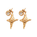 Gold Plated Copper Star Zircon Stud Earrings With Silver Pins Light Luxury Fashion Jewelry view 5
