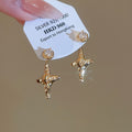 Gold Plated Copper Star Zircon Stud Earrings With Silver Pins Light Luxury Fashion Jewelry view 2