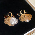 French Vintage Faux Crystal Petal Tassel Drop Earrings, Elegant Floral Silver Needle Design view 2