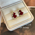 Elegant New Chinese Style Red Enamel Gourd Stud Earrings With Gold Alloy Trim And Rhinestone Accent Earrings view 2