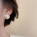 French Vintage Faux Pearl Rhinestone Geometric Stud Earrings Jewelry Set With Silver Posts view 4