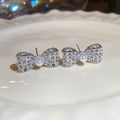 Copper Pearl Bow Earrings With Sparkling Zircon Korean Playful Style For Women view 4