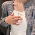 Stainless Steel Zircon Velvet Strawberry Sweater Necklace Elegant Old Money Style Choker For Women view 2