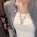 Stainless Steel Zircon Velvet Strawberry Sweater Necklace Elegant Old Money Style Choker For Women view 3