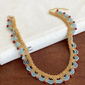 Stainless Steel Artificial Crystal Beaded Lace Choker Necklace, Maillard Style Round Geometric Design view 4