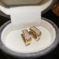 Korean Style Sparkling Zircon Square Copper Huggie Earrings Minimalist Geometric Light Luxury view 2