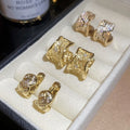 Gold Plated Alloy Silver Needle Zircon Hollow Round Geometric Ear Cuff Earrings view 1