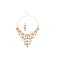 French Vintage Alloy Rhinestone Flower Tassel Earrings And Necklace Jewelry Set Elegant Palace Style view 5