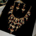 French Vintage Alloy Rhinestone Flower Tassel Earrings And Necklace Jewelry Set Elegant Palace Style view 4