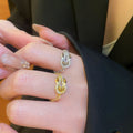 French Style Copper Horseshoe Buckle Chain Zircon Vintage Ring For Women view 1
